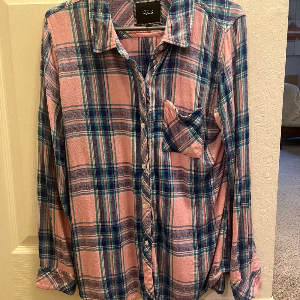 Hunter Rails - Plaid Pink and Blue women’s Rails top